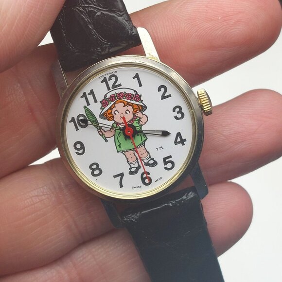 Vintage 1982 Campbell Soup Girl Watch by Criterion Swiss Made Mechanical Wind-Up